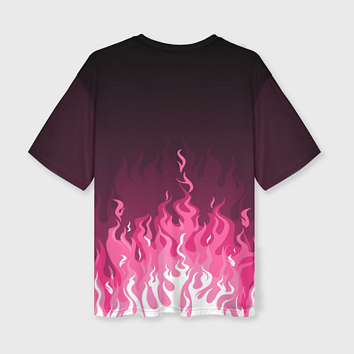 Женская футболка оверсайз Killer Queen - Розовый огонь / 3D-принт – фото 2