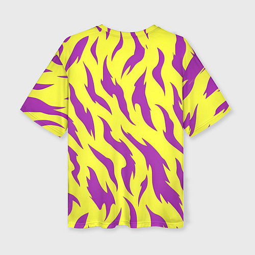 Женская футболка оверсайз Кислотный тигр паттерн / 3D-принт – фото 2