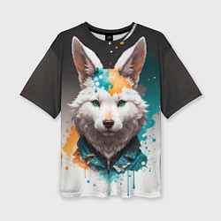 Женская футболка оверсайз Кролик в каплях краски