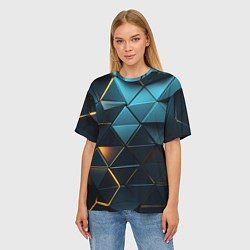 Футболка оверсайз женская Объемные частицы с подсветкой, цвет: 3D-принт — фото 2