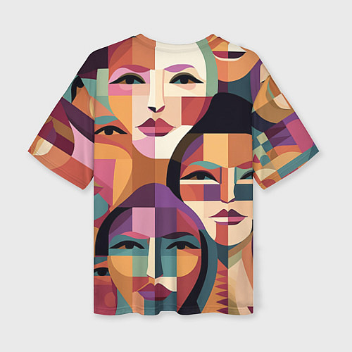 Женская футболка оверсайз Геометрические портреты девушек / 3D-принт – фото 2