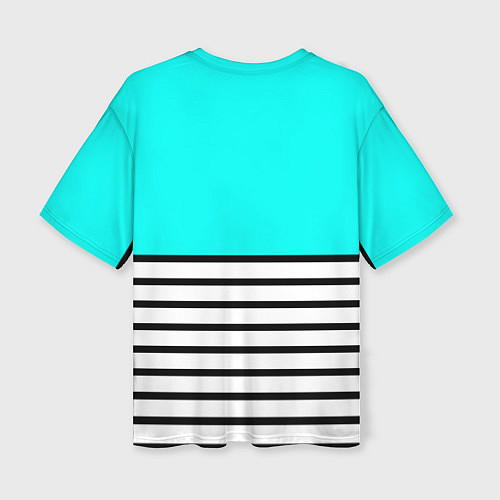 Женская футболка оверсайз Полосатый ярко-голубой / 3D-принт – фото 2