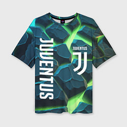Женская футболка оверсайз Juventus green neon