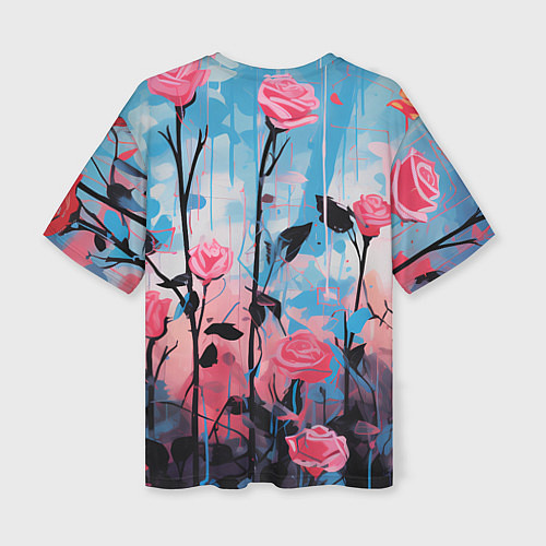Женская футболка оверсайз Цветочная аура / 3D-принт – фото 2