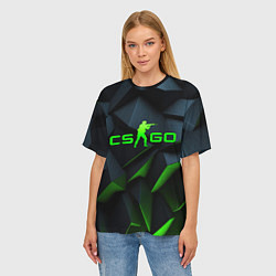 Футболка оверсайз женская CSGO green texture logo, цвет: 3D-принт — фото 2