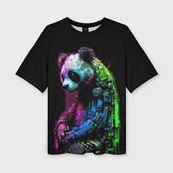 Женская футболка оверсайз Панда в краске