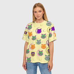 Футболка оверсайз женская Сова - разноцветные птицы, цвет: 3D-принт — фото 2