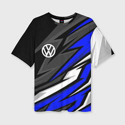 Женская футболка оверсайз Volkswagen - Синяя абстракция