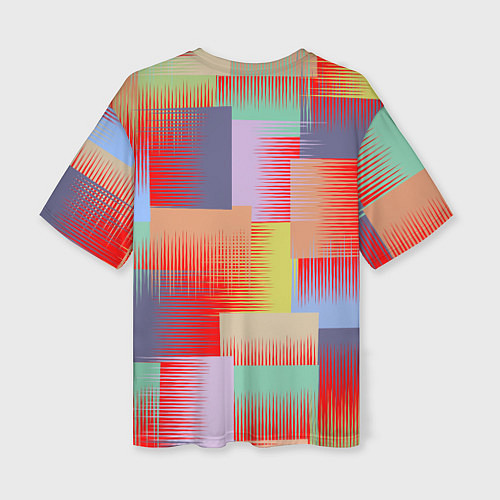 Женская футболка оверсайз Веселая разноцветная клетка / 3D-принт – фото 2