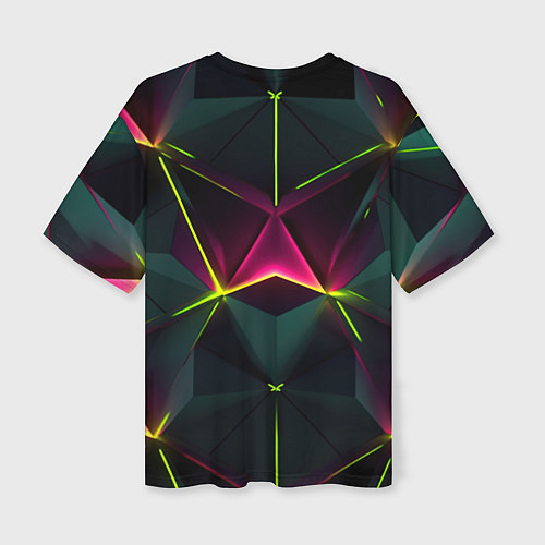 Женская футболка оверсайз Треугольные светящиеся элементы / 3D-принт – фото 2