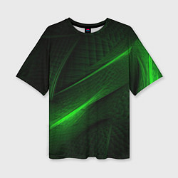 Женская футболка оверсайз Green neon lines