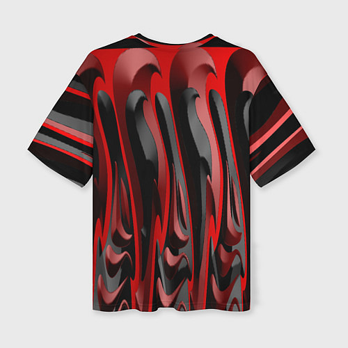 Женская футболка оверсайз Пластик красно-черный / 3D-принт – фото 2