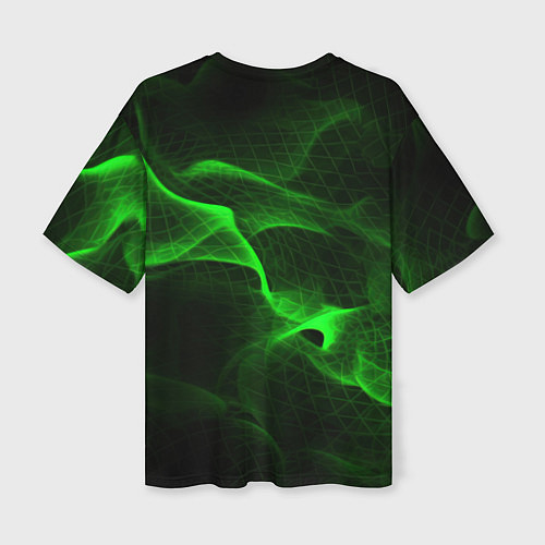 Женская футболка оверсайз Зеленый абстрактный дым / 3D-принт – фото 2