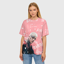 Футболка оверсайз женская Lil Peep тату розовый, цвет: 3D-принт — фото 2