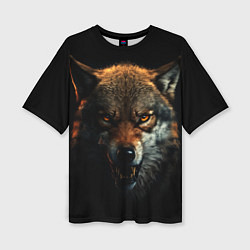Женская футболка оверсайз Оскал дикого волка