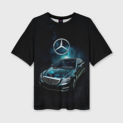 Женская футболка оверсайз Mercedes Benz dark style