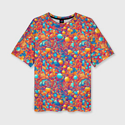 Женская футболка оверсайз Разноцветные пузырики узор