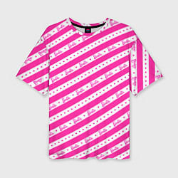 Женская футболка оверсайз Барби и розовые полосы