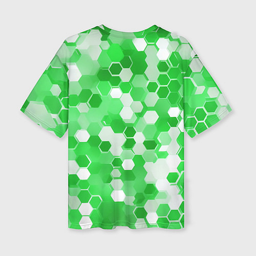 Женская футболка оверсайз Кибер Hexagon Зелёный / 3D-принт – фото 2