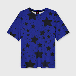 Женская футболка оверсайз Большие звезды синий