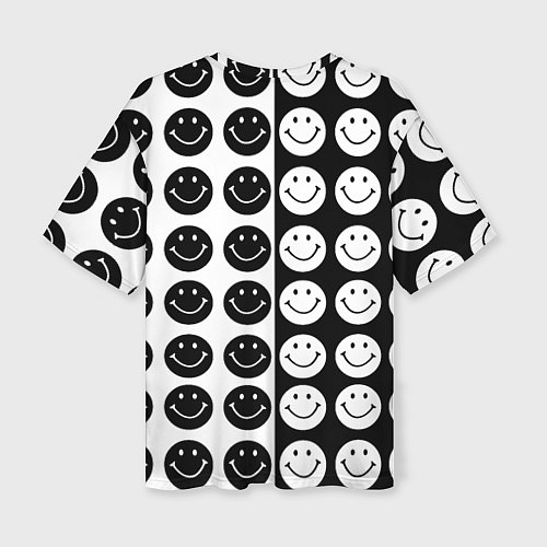 Женская футболка оверсайз Smiley black and white / 3D-принт – фото 2