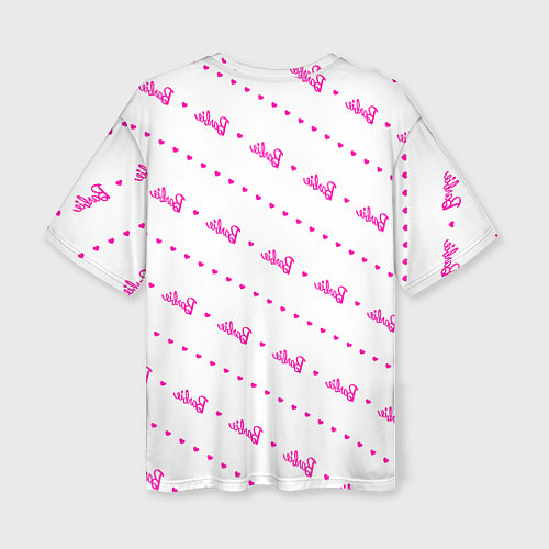 Женская футболка оверсайз Барби паттерн - логотип и сердечки / 3D-принт – фото 2