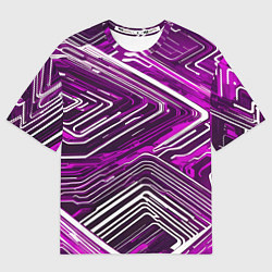 Футболка оверсайз женская Кибер линии Розоовый-белый, цвет: 3D-принт