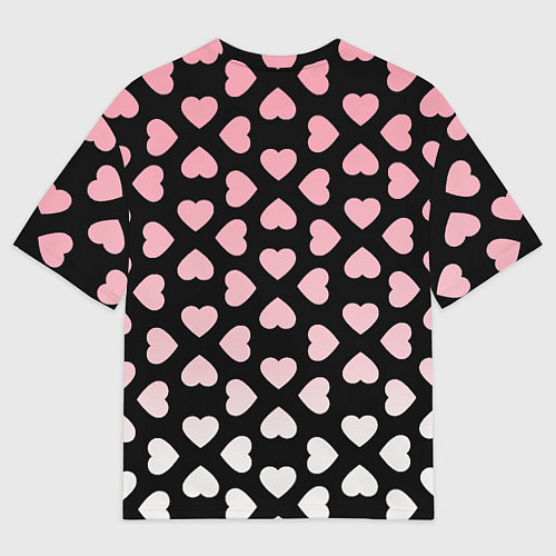 Женская футболка оверсайз Розовый единорог с сердечками / 3D-принт – фото 2