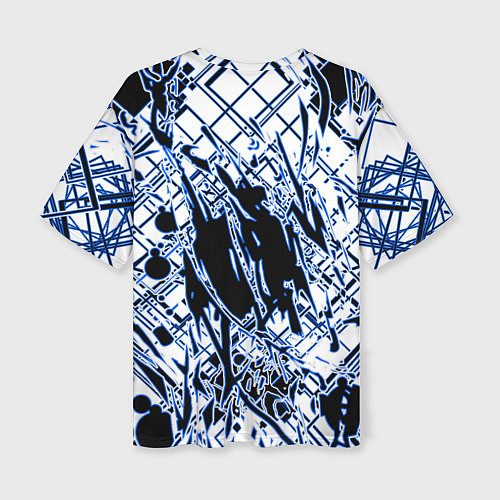 Женская футболка оверсайз Кибернетическая клякса синяя / 3D-принт – фото 2