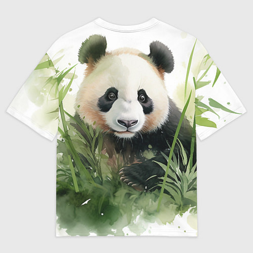 Женская футболка оверсайз Панда акварель / 3D-принт – фото 2