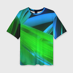 Женская футболка оверсайз Blue green abstract