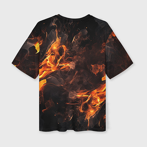 Женская футболка оверсайз Baldurs Gate 3 fire logo / 3D-принт – фото 2
