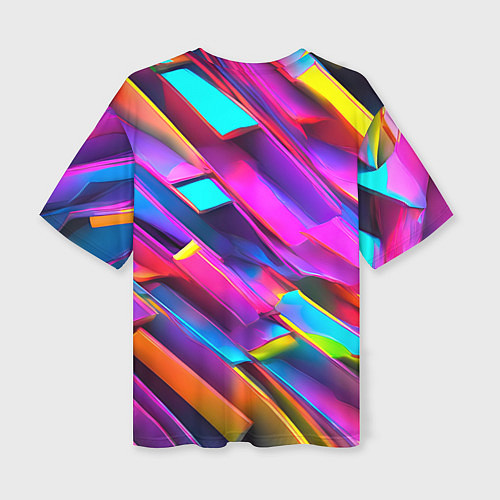 Женская футболка оверсайз Неоновые разноцветные пластины / 3D-принт – фото 2