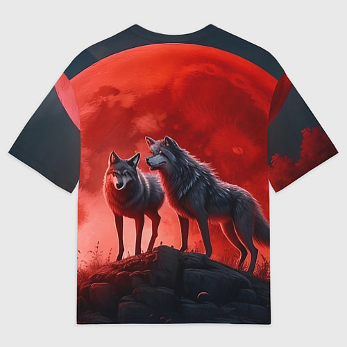 Женская футболка оверсайз Кровавая луна / 3D-принт – фото 2