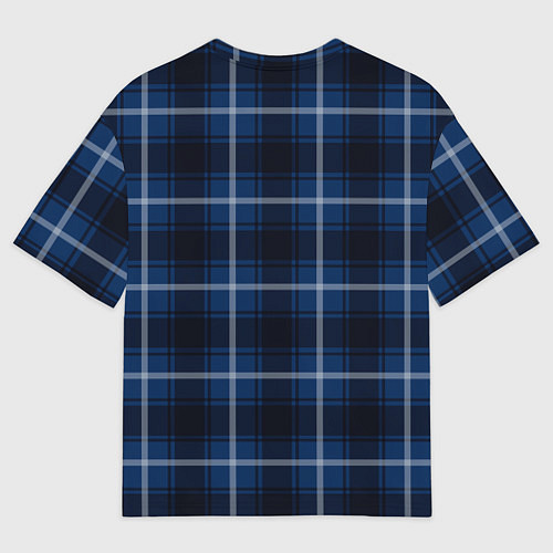 Женская футболка оверсайз Шотландка тёмно-синий / 3D-принт – фото 2