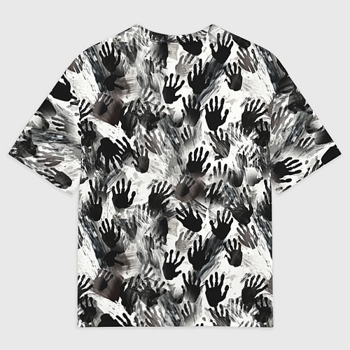 Женская футболка оверсайз Черно-белые руки с ладонями / 3D-принт – фото 2