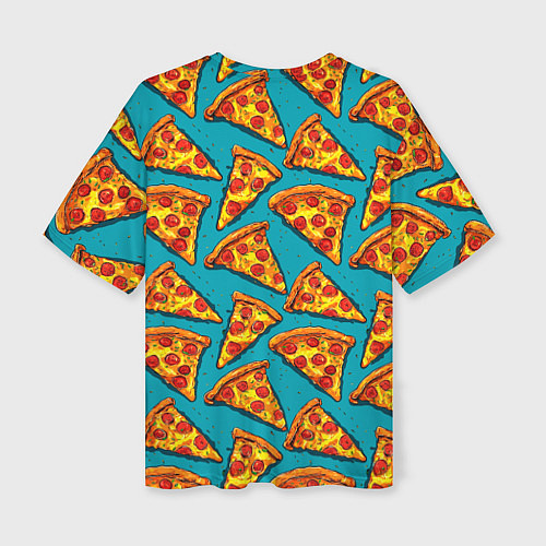 Женская футболка оверсайз Кусочки пиццы на синем фоне / 3D-принт – фото 2