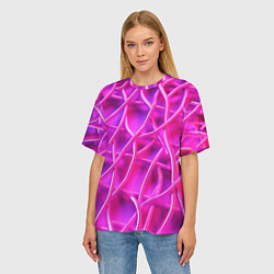 Футболка оверсайз женская Розовые абстрактные трубочки, цвет: 3D-принт — фото 2