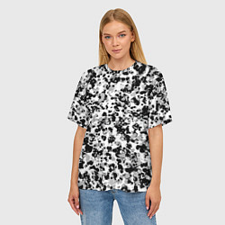 Футболка оверсайз женская Пятнистый чёрно-серый паттерн, цвет: 3D-принт — фото 2