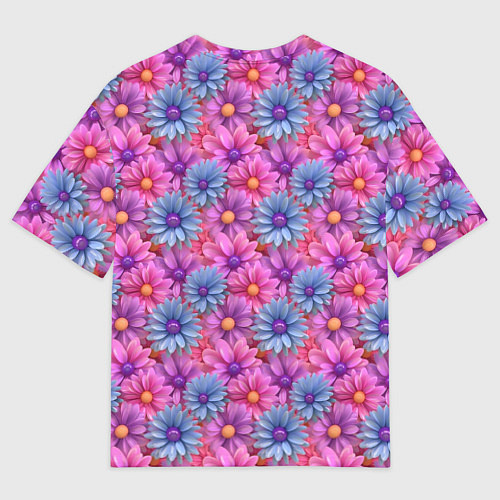 Женская футболка оверсайз Цветочный паттерн из гербер / 3D-принт – фото 2