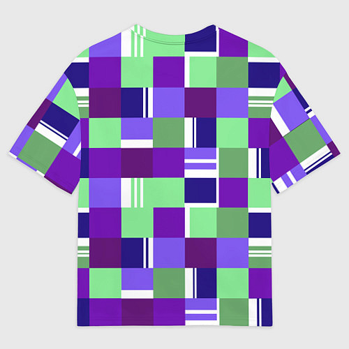 Женская футболка оверсайз Ретро квадраты баклажановые / 3D-принт – фото 2