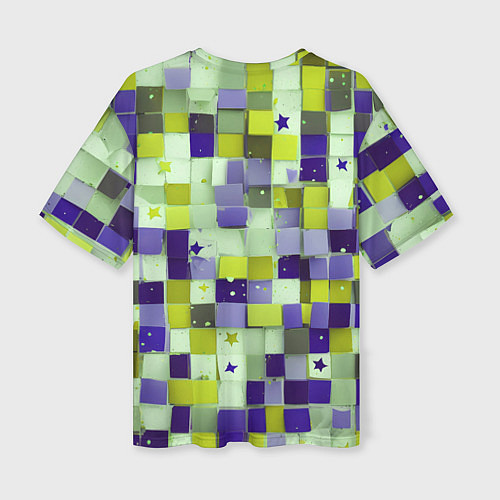 Женская футболка оверсайз Ретро квадраты болотные / 3D-принт – фото 2