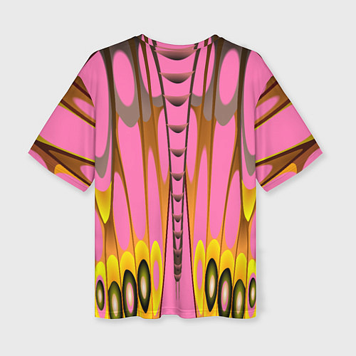 Женская футболка оверсайз Розовый бабочкин мотив / 3D-принт – фото 2