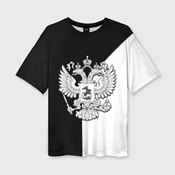 Женская футболка оверсайз Спортивная геометрия герб россии