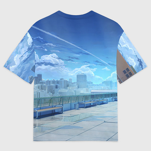 Женская футболка оверсайз Love Money Rock-n-Roll крыша школы / 3D-принт – фото 2