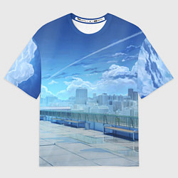 Женская футболка оверсайз Love Money Rock-n-Roll крыша школы