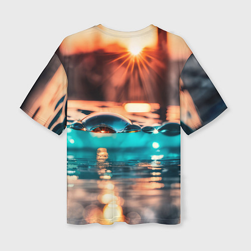 Женская футболка оверсайз Поверхность воды на закате макро / 3D-принт – фото 2