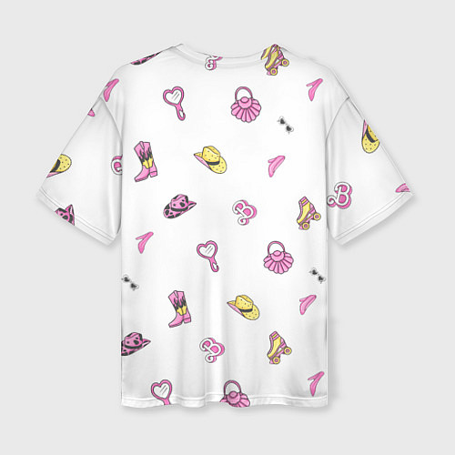 Женская футболка оверсайз Дарья - в стиле барби: аксессуары паттерн / 3D-принт – фото 2