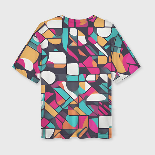 Женская футболка оверсайз Разноцветные ретро фигуры / 3D-принт – фото 2
