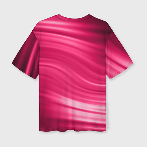 Женская футболка оверсайз Абстрактный волнистый узор в красно-розовых тонах / 3D-принт – фото 2